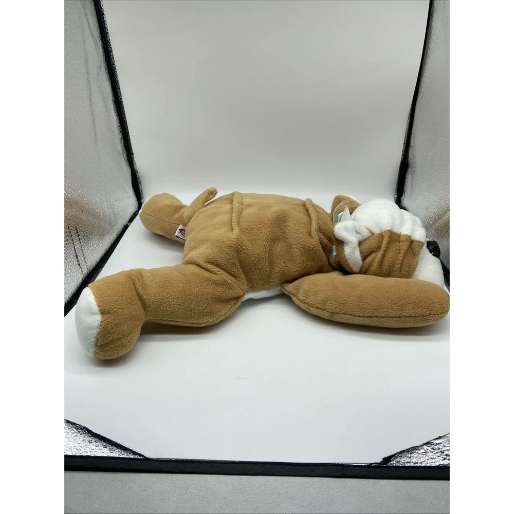 Ty Pluffies Lot 2 Plush Dog Toys Shaggy Tan Puppy and Brown White Bulldog 2004